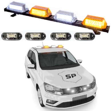 Giroflex 1.0mt 4 c�pulas 264 leds 12vcc 24vcc bicolor estrobo branco