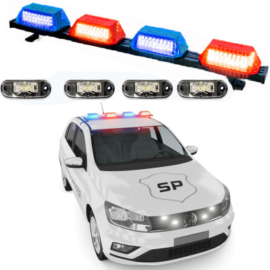 Giroflex 1.0mt 4 c�pulas 264 leds 12vcc 24vcc vermelho azul estrobo branco