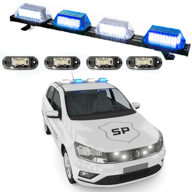 Giroflex 1.0mt 4 c�pulas 264 leds 12vcc 24vcc azul branco estrobo branco