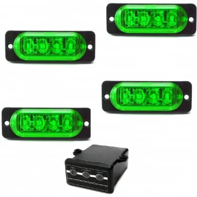 4 Estrobo Led verde SMD alta visualiza��o efeitos