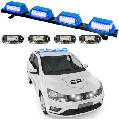 Giroflex 1.0mt 4 c�pulas 264 leds 12vcc 24vcc azul estrobo branco