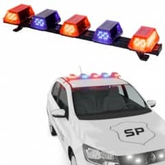 Giroflex 1.0mt 5 c�pulas 180 leds 12vcc 24vcc vermelho e azul com engate r�pido