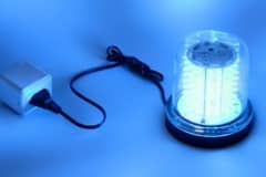 Giroled Giroflex redondo led azul e copo transparente fixa��o por parafusos com 128 leds bivolt 110/220v