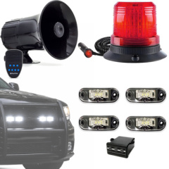 Kit Giroflex vermelho Led Im� Plug Sirene Estrobo Viatura 12v