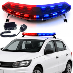 Giroflex 12v Arco completo lente transparente led azul e vermelho Sirene integrada R�dio Engate