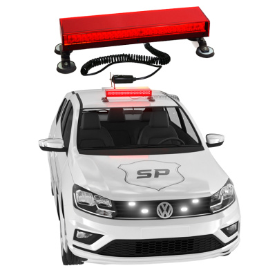 Giroled giroflex sinalizador barra 60cm im� e plug 12v vermelho