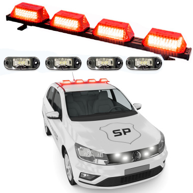 Giroflex 1.0mt 4 c�pulas 264 leds 12vcc 24vcc vermelho estrobo branco